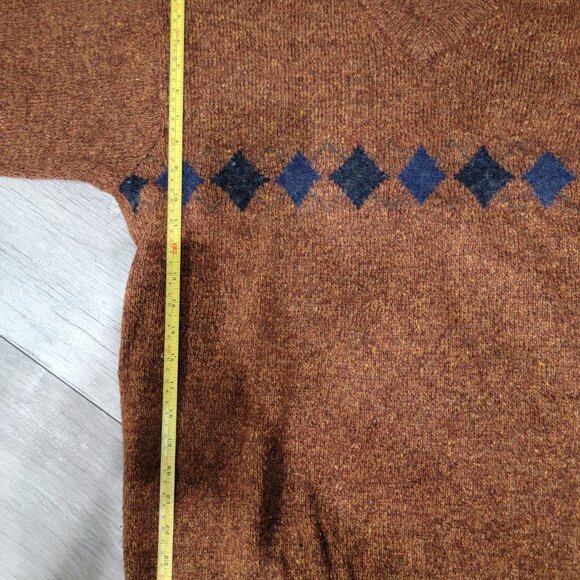 No Excess Melange Chunky Wool Blended Intarsia Argyle Pullover Sweater L Used - Picture 11 of 13